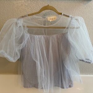 Anthropologie baby blue tulle top